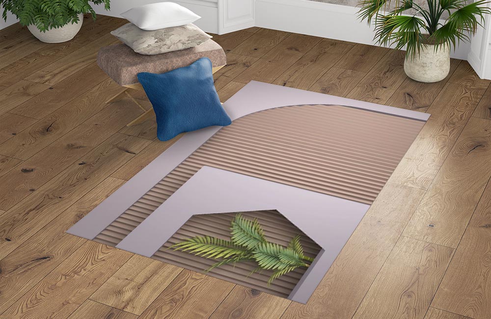3D Ковер «Лаконичная композиция с пальмовыми ветвями» Прямоугольный 4