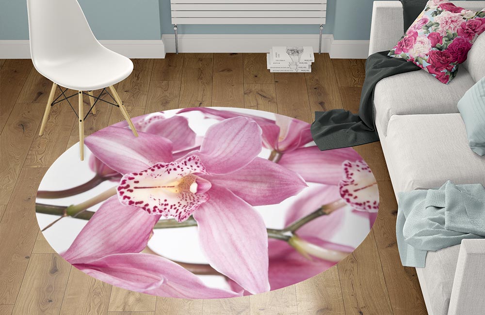 3D Ковер «Нежные орхидеи» Круглый 1