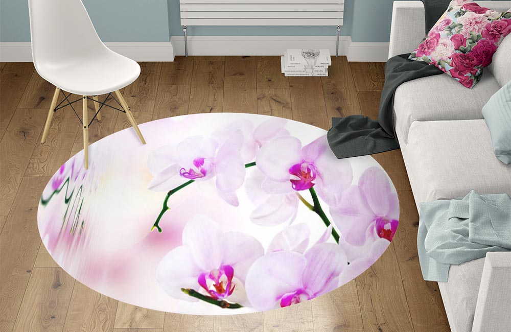 3D Ковер «Нежные орхидеи над водой» Круглый 1