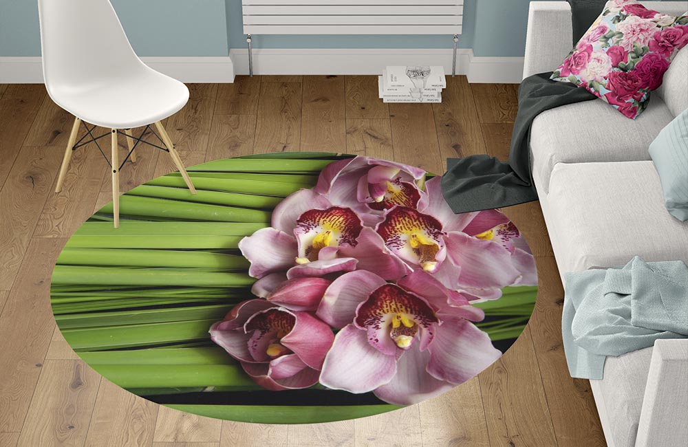 3D Ковер «Красивые орхидеи» Круглый 1