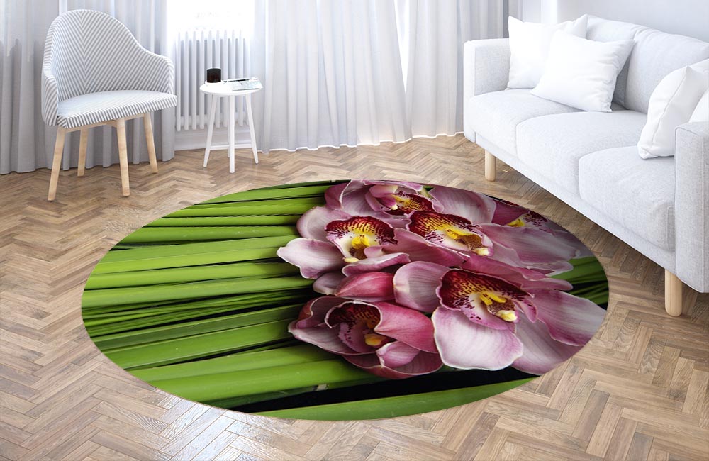 3D Ковер «Красивые орхидеи» Круглый 3
