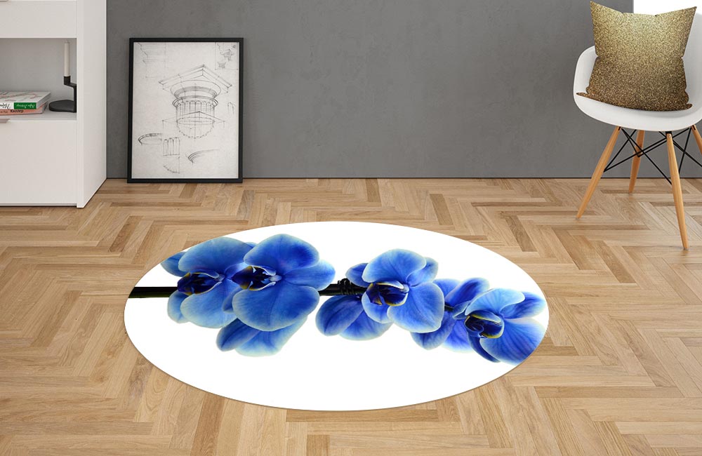 3D Ковер «Орхидея цвета индиго» Овальный 2