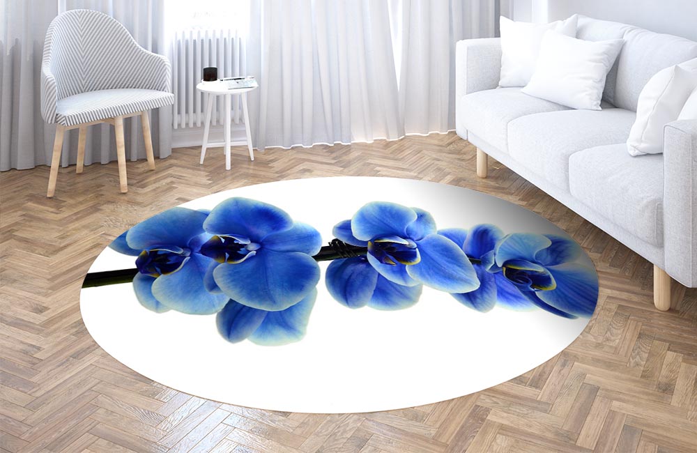 3D Ковер «Орхидея цвета индиго» Круглый 3