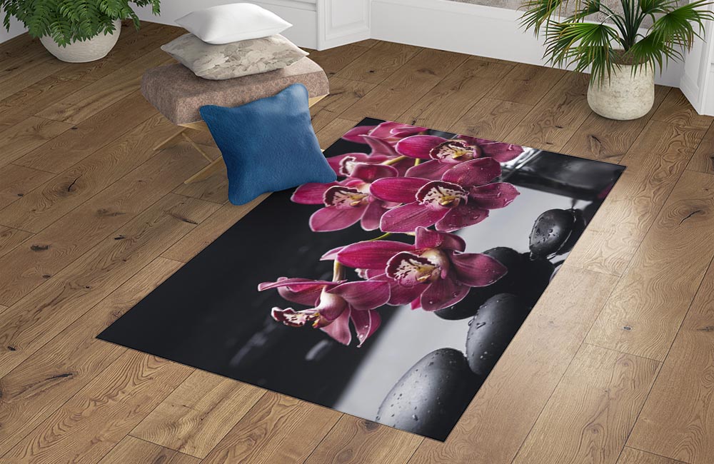 3D Ковер «Бордовые орхидеи» Прямоугольный 4