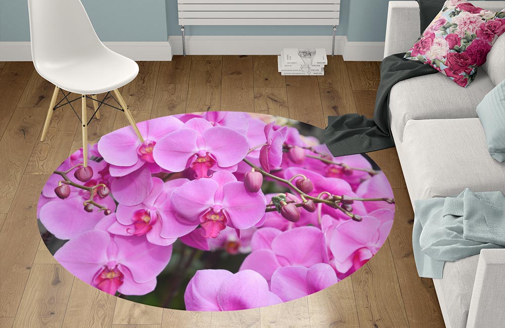 3D Ковер «Изобилие фиолетовых орхидей» Круглый 1