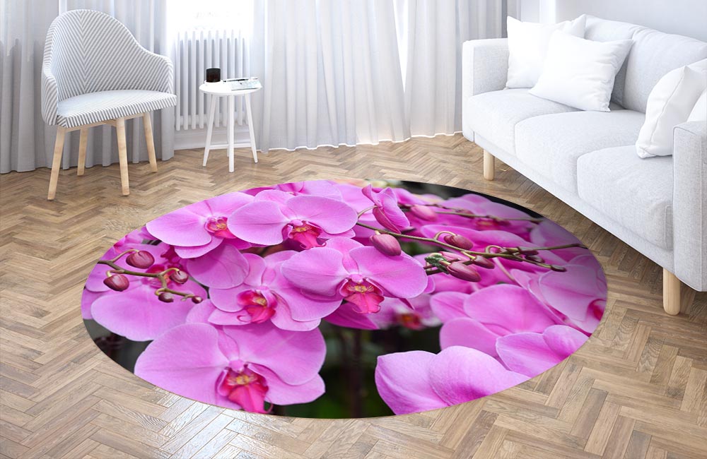 3D Ковер «Изобилие фиолетовых орхидей» Круглый 3