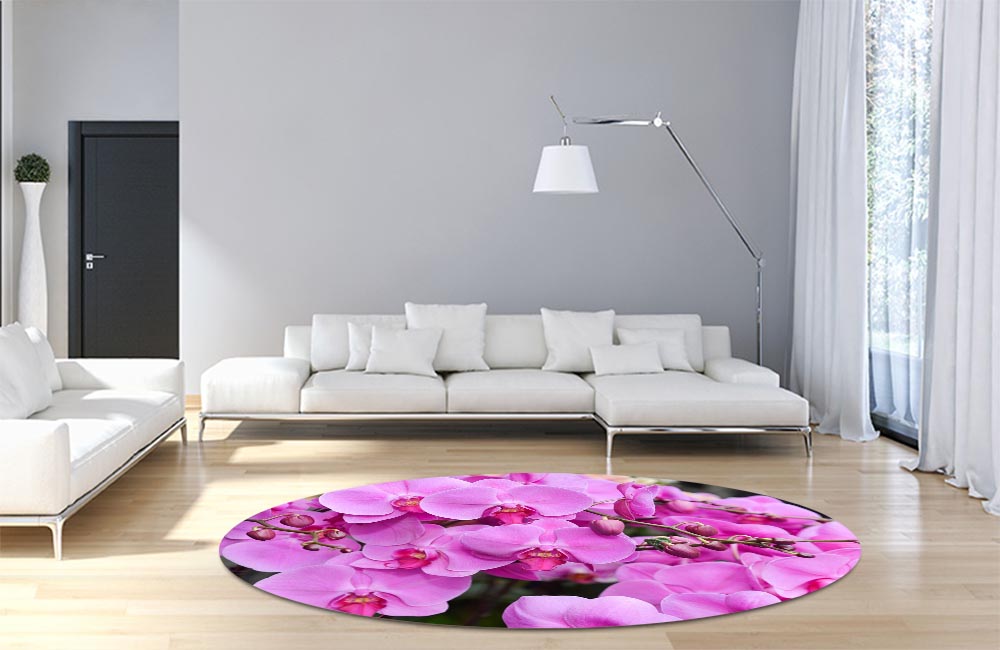 3D Ковер «Изобилие фиолетовых орхидей» Круглый 4