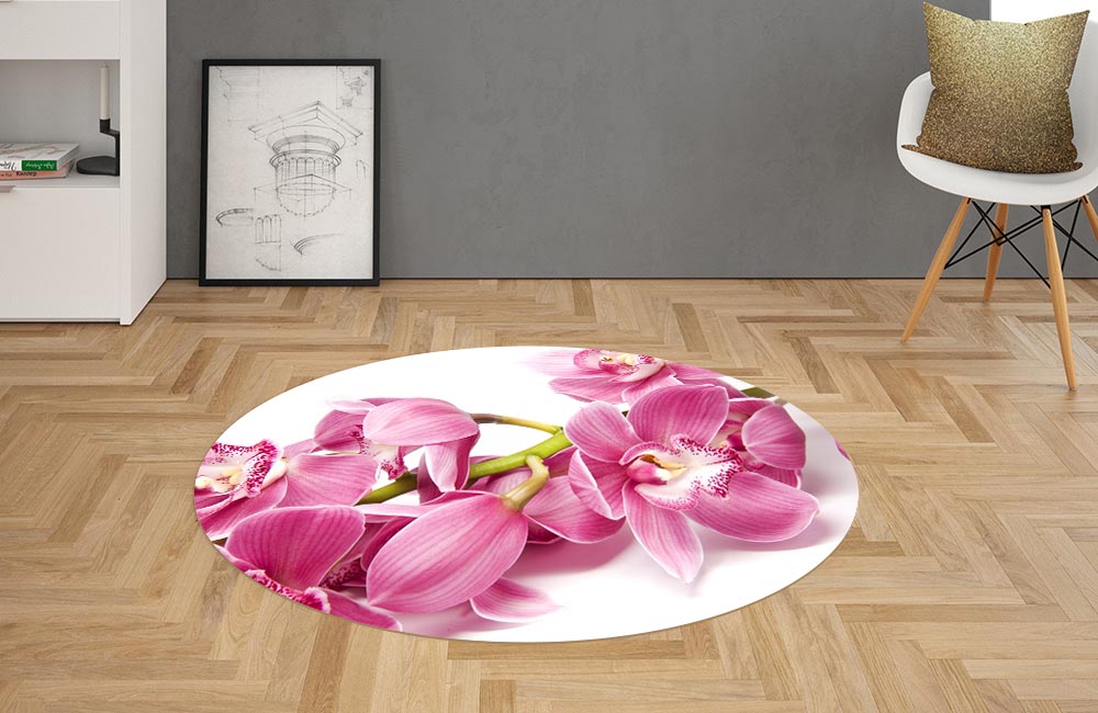 3D Ковер «Ветка розвой орхидеи» Овальный 2