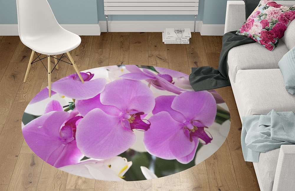 3D Ковер «Цветущие орхидеи » Круглый 1