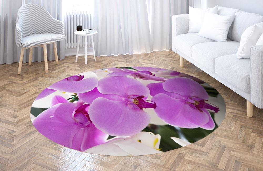 3D Ковер «Цветущие орхидеи » Круглый 3