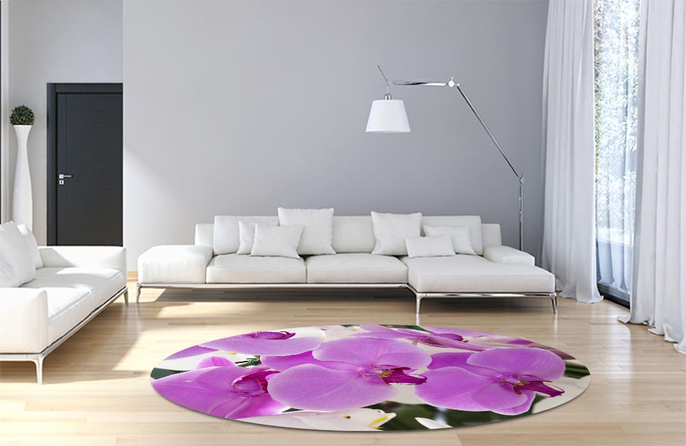 3D Ковер «Цветущие орхидеи » Круглый 4