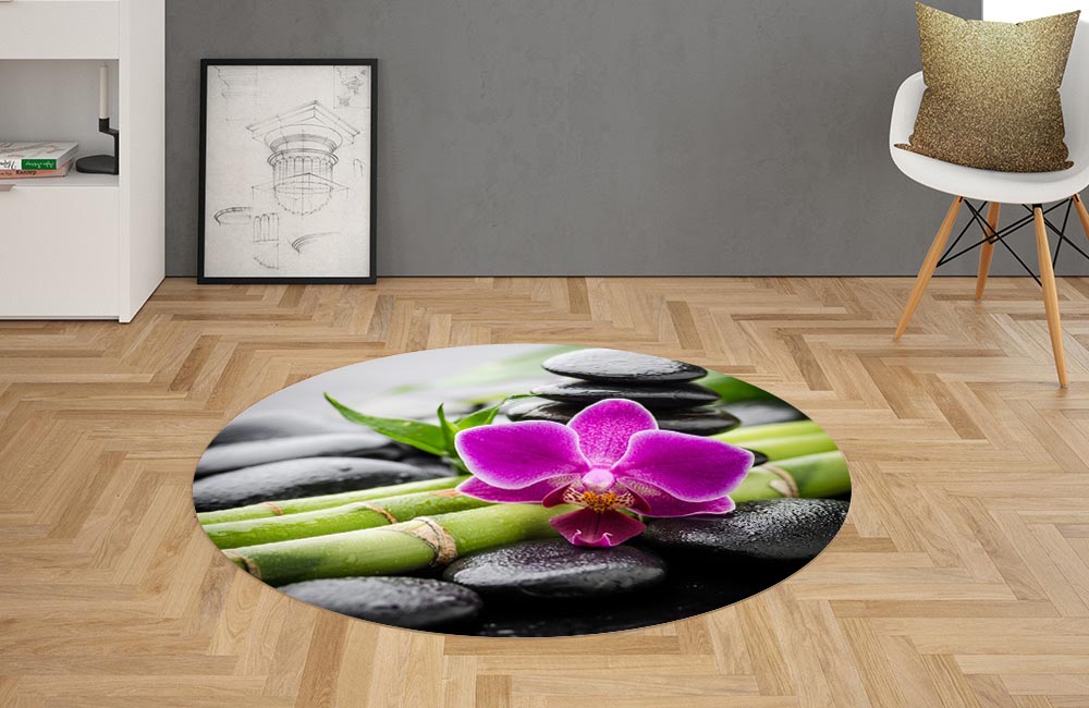 3D Ковер «Орхидея и бамбук» Овальный 2