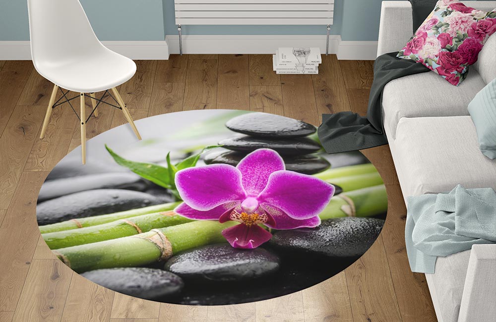 3D Ковер «Орхидея и бамбук» Круглый 1