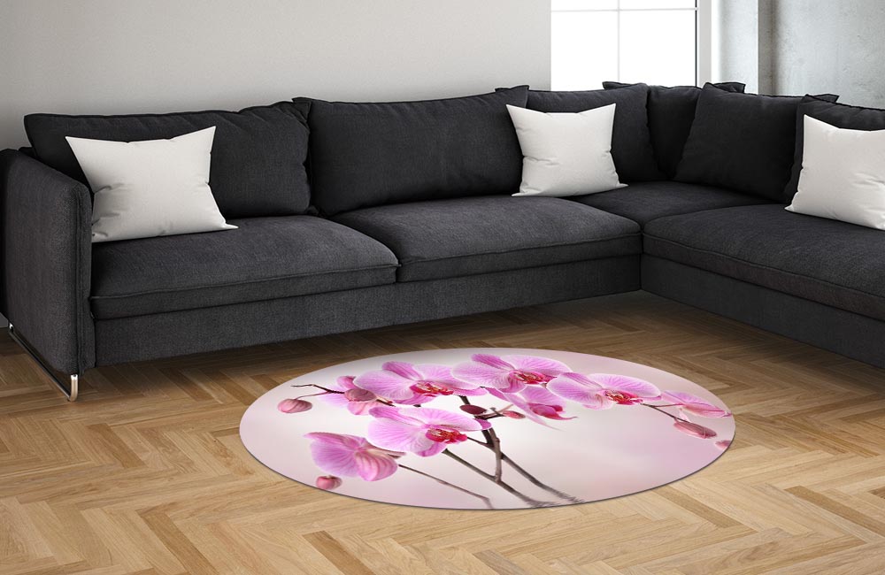 3D Ковер «Розовая орхидея над водой» Овальный 1