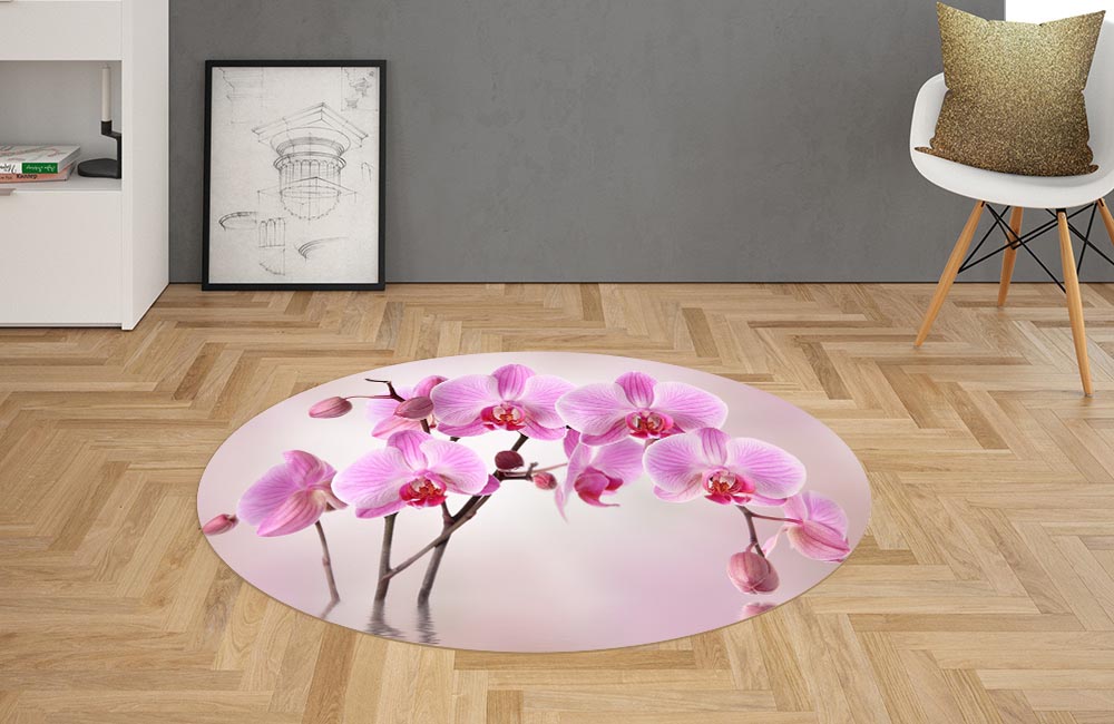 3D Ковер «Розовая орхидея над водой» Овальный 2