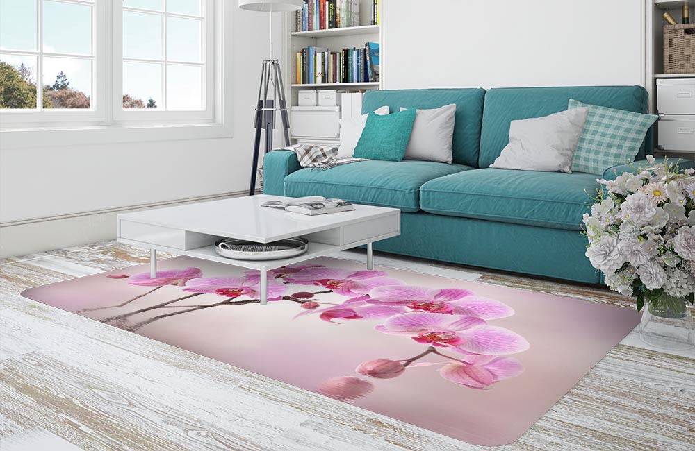 3D Ковер «Розовая орхидея над водой» Прямоугольный 1