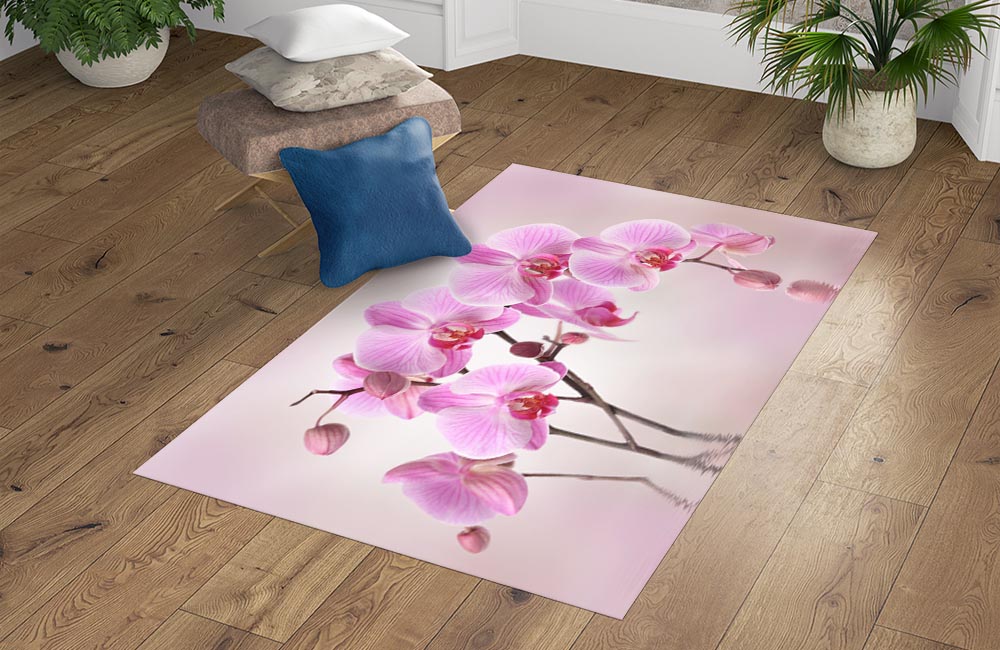 3D Ковер «Розовая орхидея над водой» Прямоугольный 4
