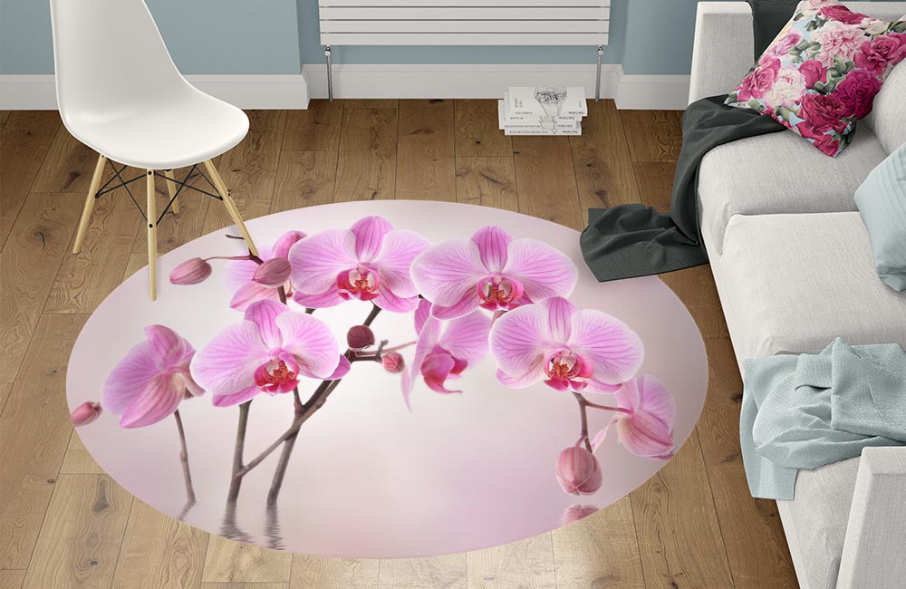 3D Ковер «Розовая орхидея над водой» Круглый 1