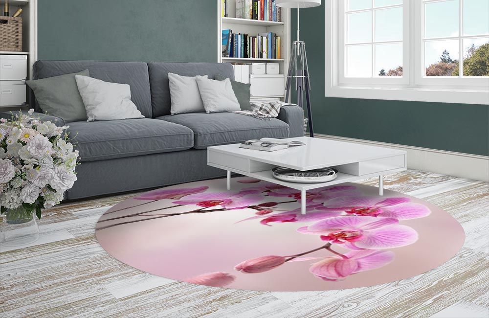 3D Ковер «Розовая орхидея над водой» Круглый 2