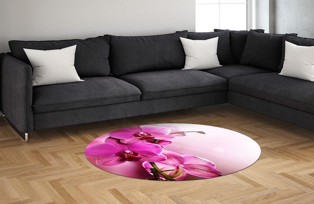 3D Ковер «Розовая орхидея на нежном фоне» Овальный 1