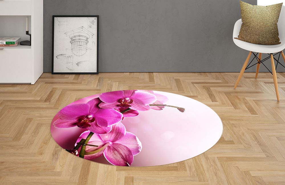 3D Ковер «Розовая орхидея на нежном фоне» Овальный 2
