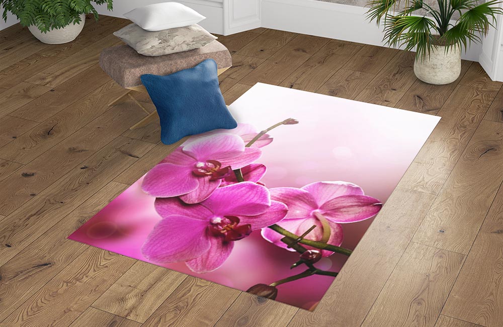 3D Ковер «Розовая орхидея на нежном фоне» Прямоугольный 4