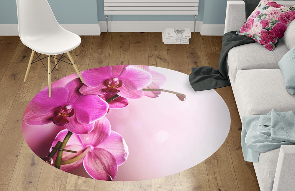 3D Ковер «Розовая орхидея на нежном фоне» Круглый 1