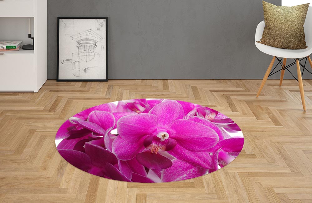 3D Ковер «Ярко-розовые орхидеи» Овальный 2