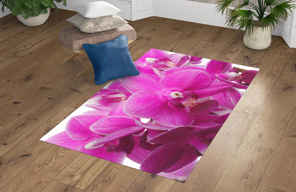 3D Ковер «Ярко-розовые орхидеи» Прямоугольный 4