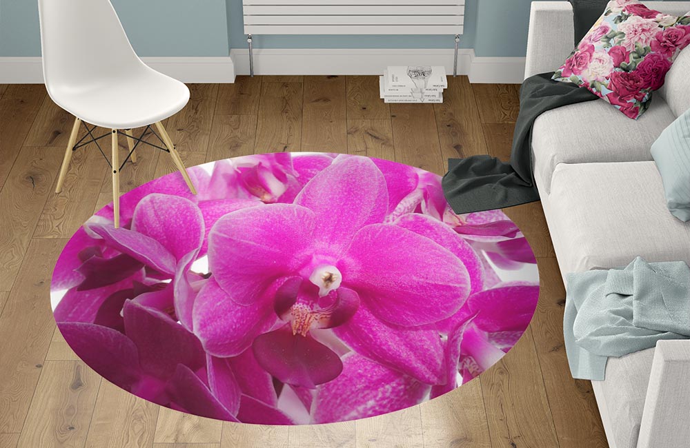 3D Ковер «Ярко-розовые орхидеи» Круглый 1