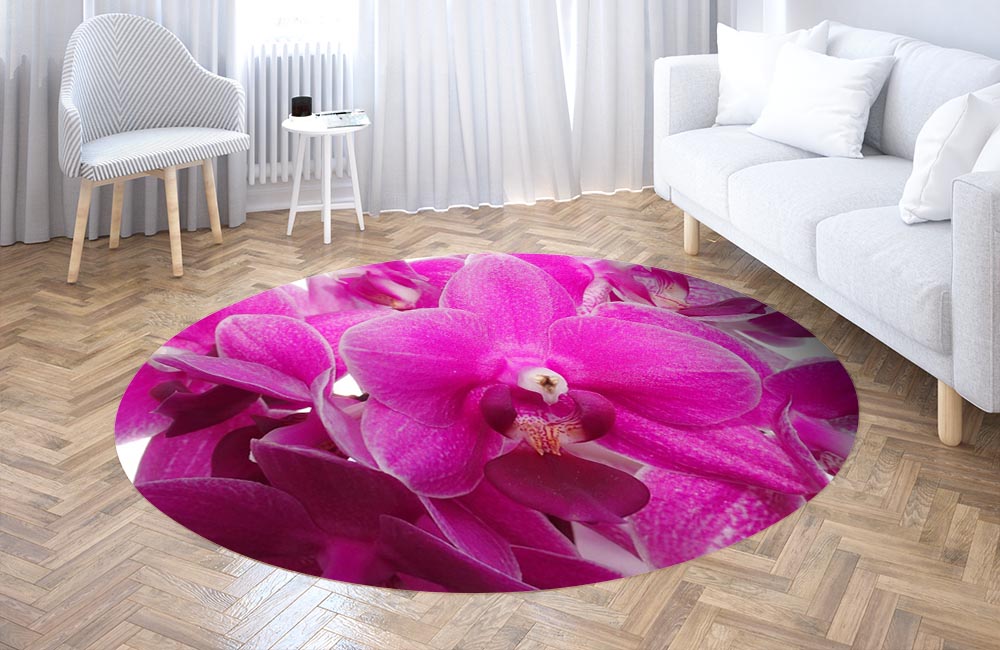 3D Ковер «Ярко-розовые орхидеи» Круглый 3