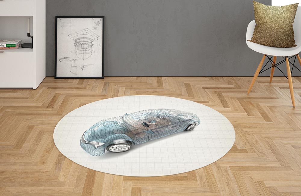 3D Ковер «Авто 3D модель» Овальный 2