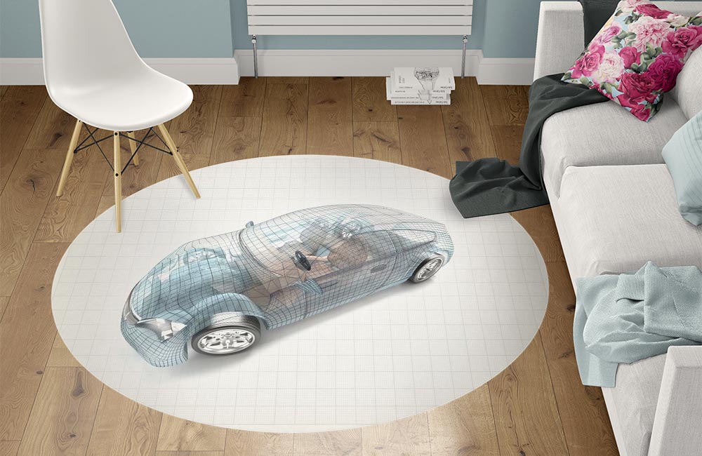 3D Ковер «Авто 3D модель» Круглый 1