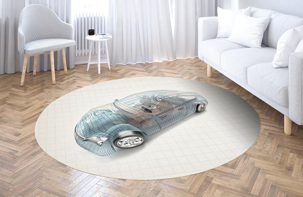 3D Ковер «Авто 3D модель» Круглый 3