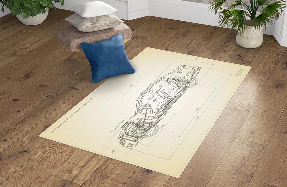 3D Ковер «Авто чертеж на светлом» Прямоугольный 4
