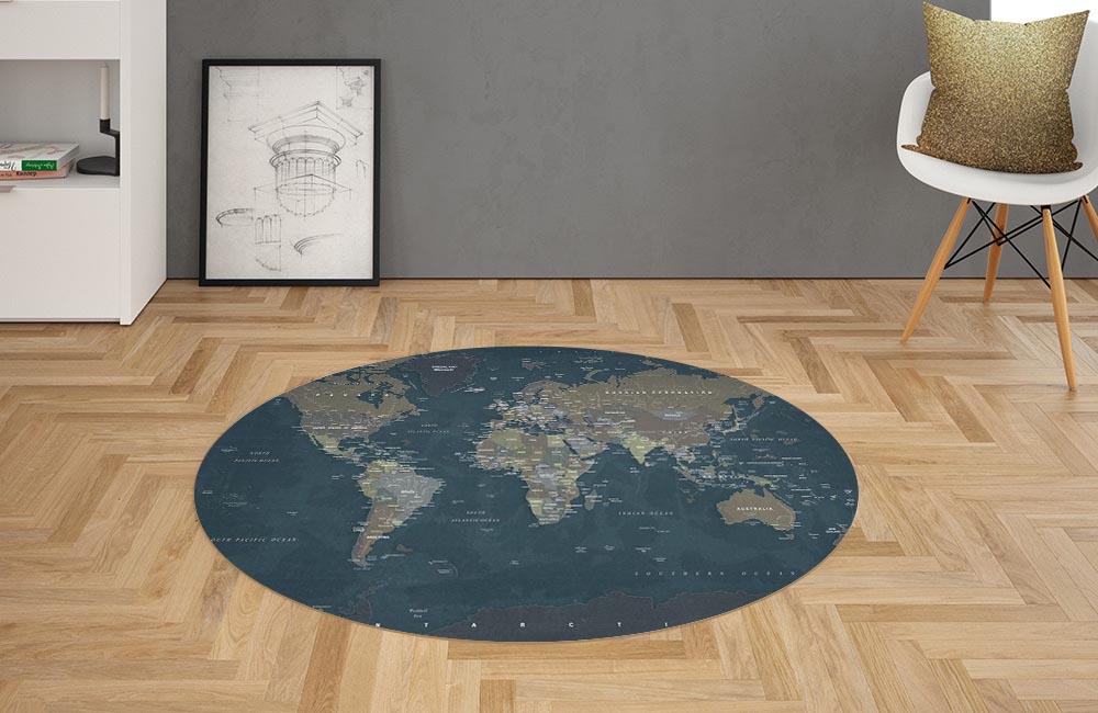 3D Ковер «Джинсовая карта мира» Овальный 2