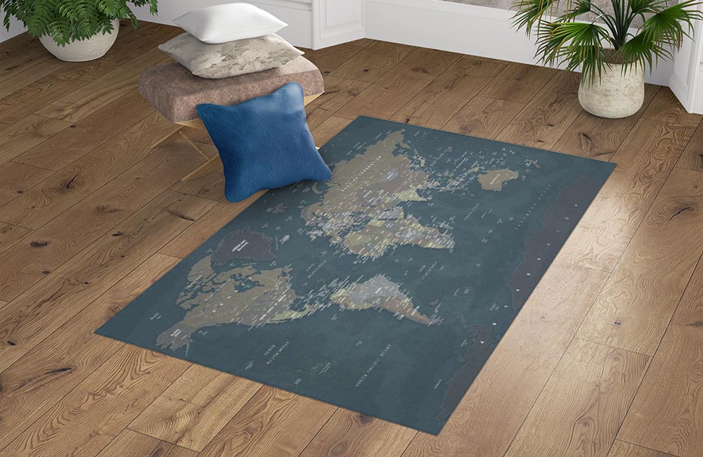 3D Ковер «Джинсовая карта мира» Прямоугольный 4