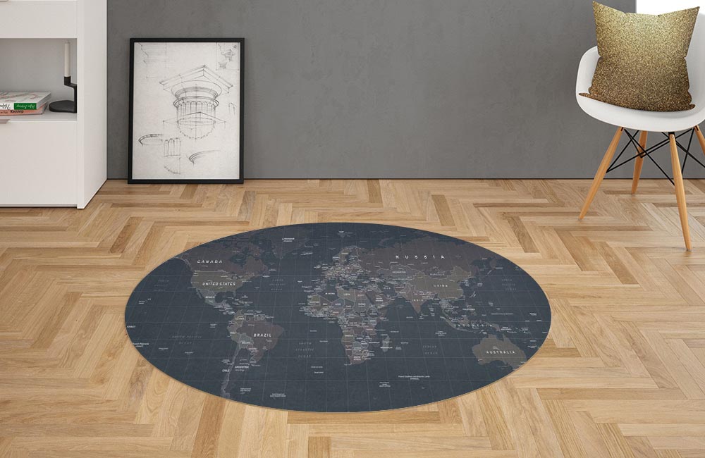 3D Ковер «Потертая карта мира» Овальный 2