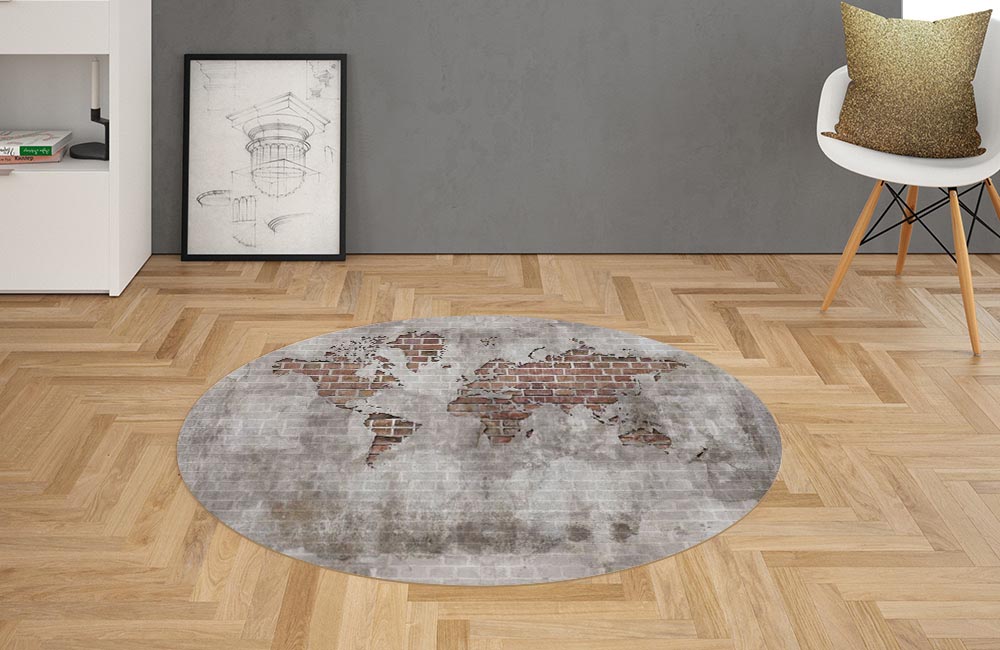 3D Ковер «Карта в стене» Овальный 2