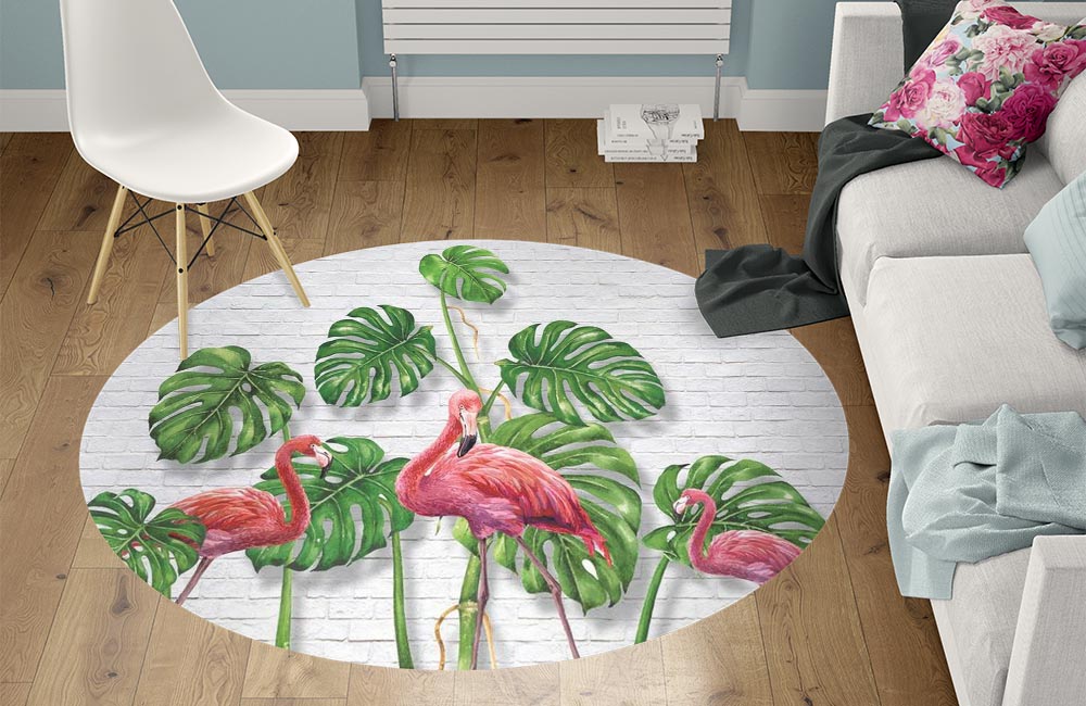 3D Ковер «Фламинго с монстерами» Круглый 1