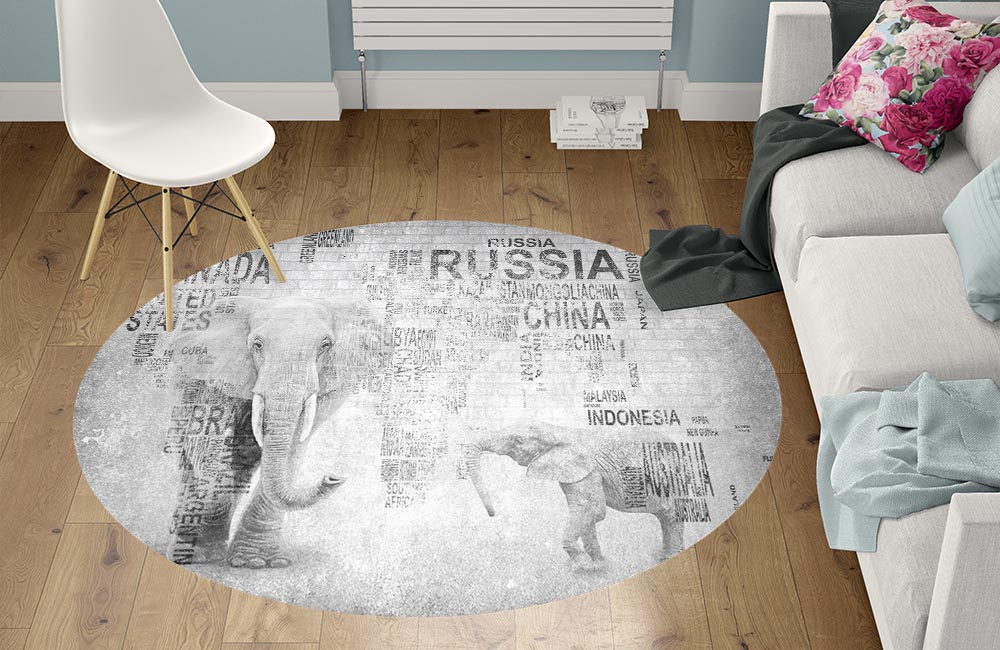 3D Ковер «Карта из слов в стиле лофт» Круглый 1