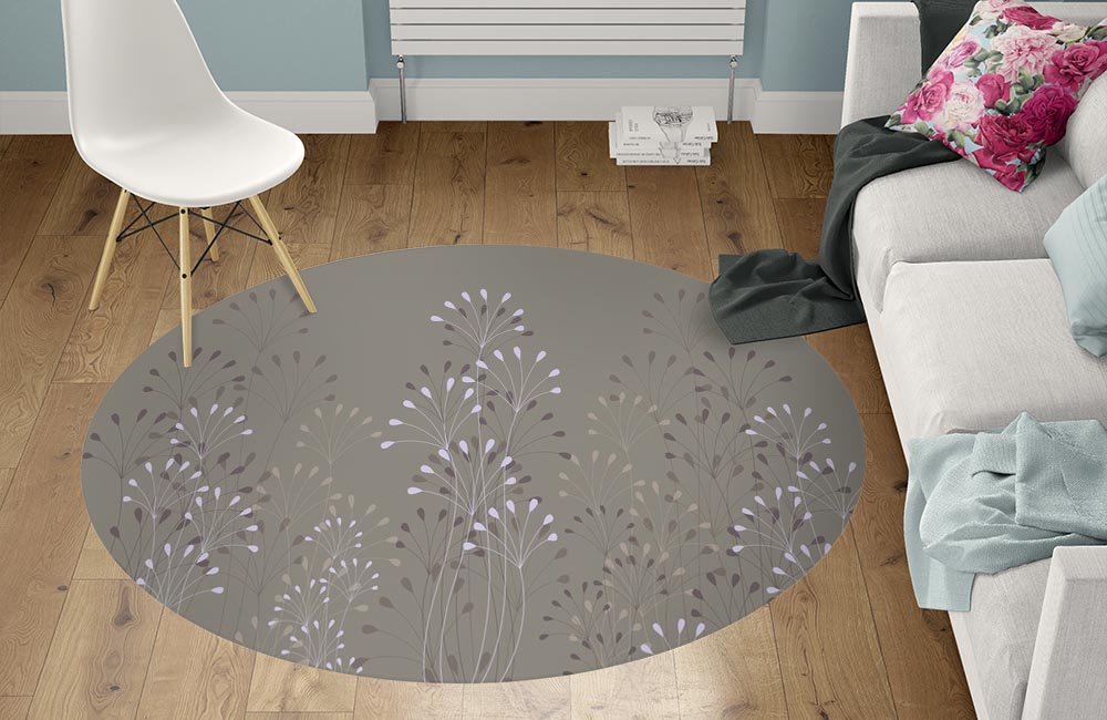 3D Ковер  «Изящные соцветия на оливковом фоне» Круглый 1