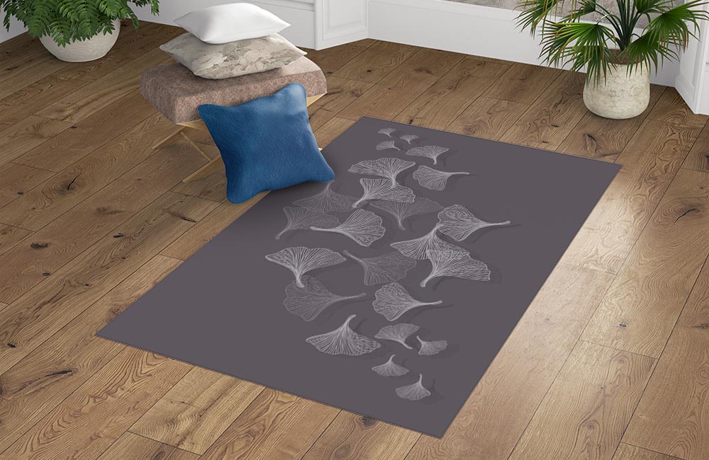3D Ковер  «Летящие зонтики на антрацитовом фоне» Прямоугольный 4