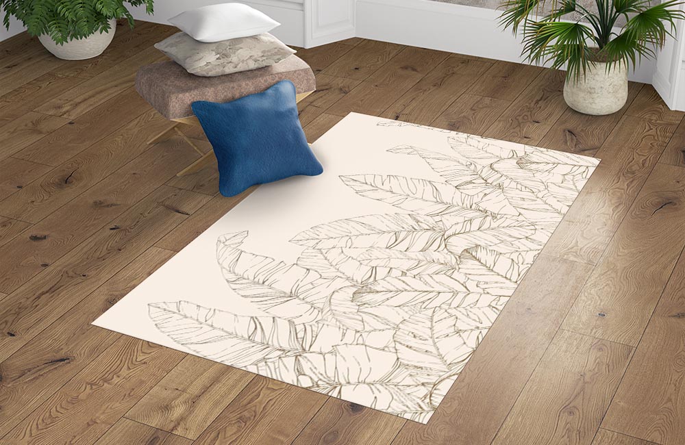 3D Ковер  «Композиция с листвой в песочных тонах» Прямоугольный 4
