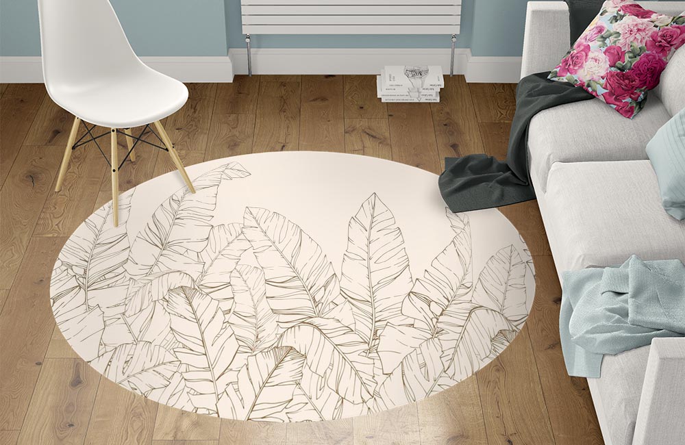 3D Ковер  «Композиция с листвой в песочных тонах» Круглый 1
