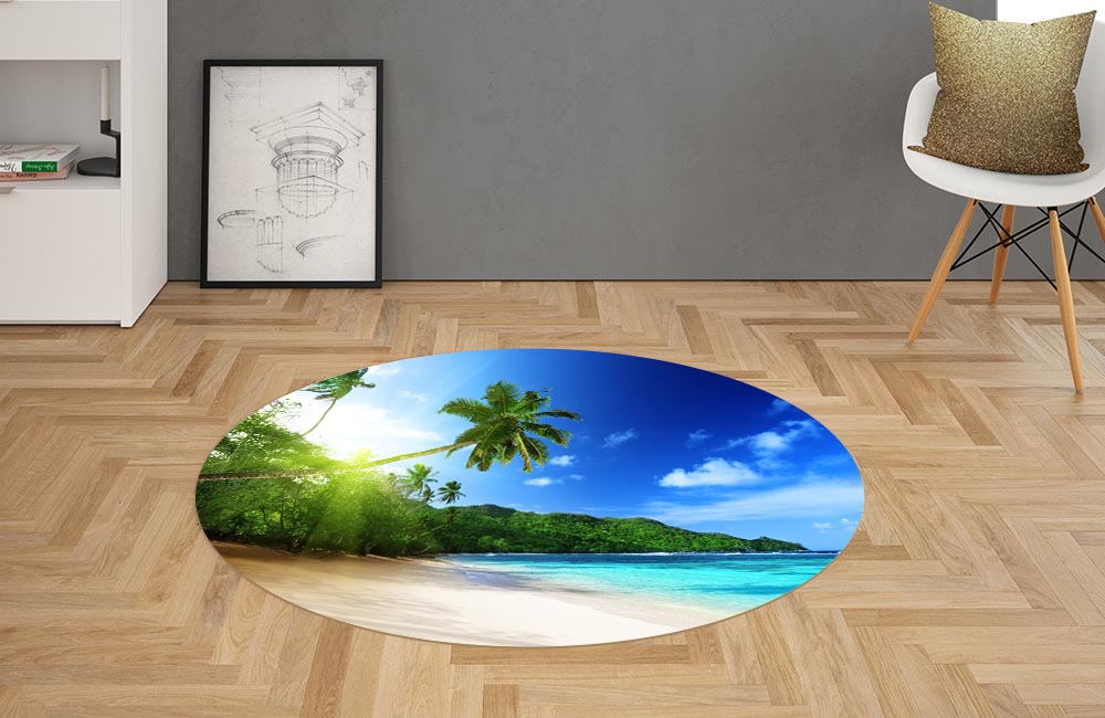 3D Ковер «Пальма на пляже»  Овальный 2