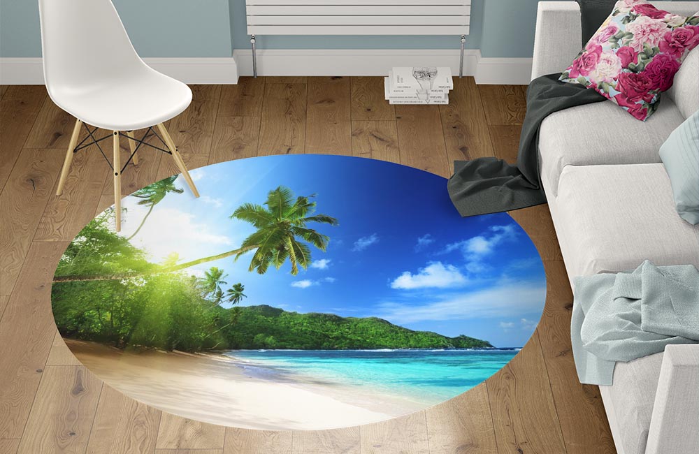 3D Ковер «Пальма на пляже»  Круглый 1
