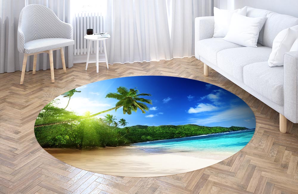 3D Ковер «Пальма на пляже»  Круглый 3