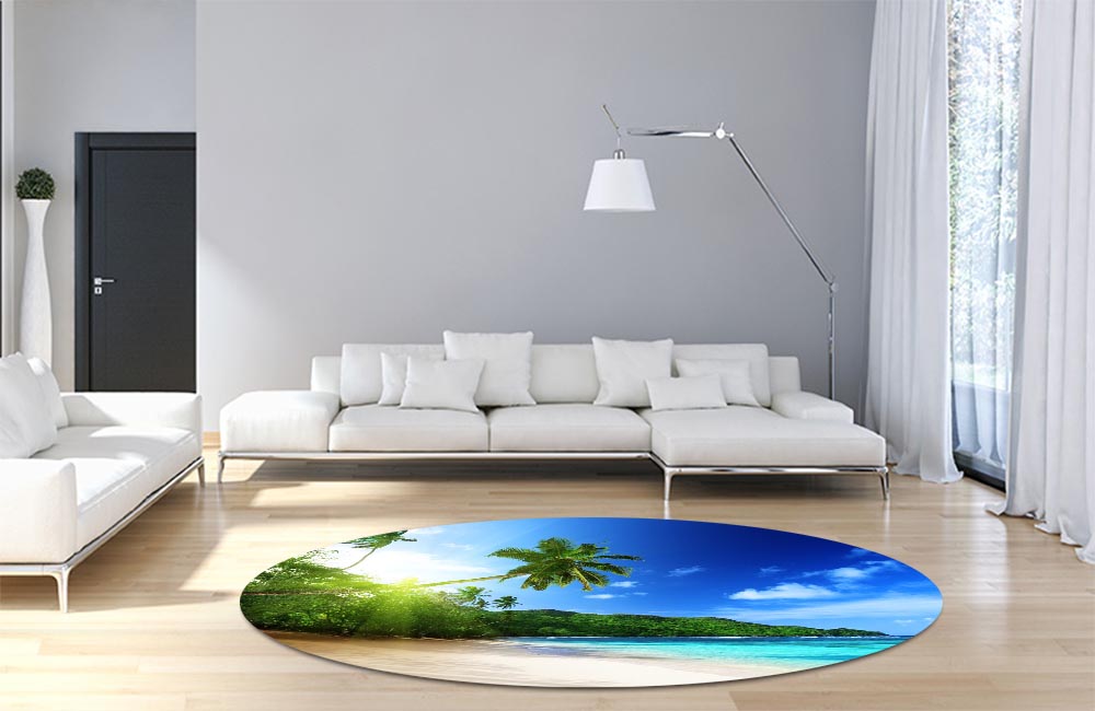 3D Ковер «Пальма на пляже»  Круглый 4