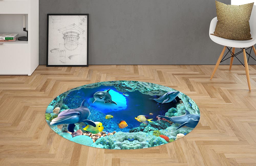 3D Ковер «Пещера под водой»  Овальный 2